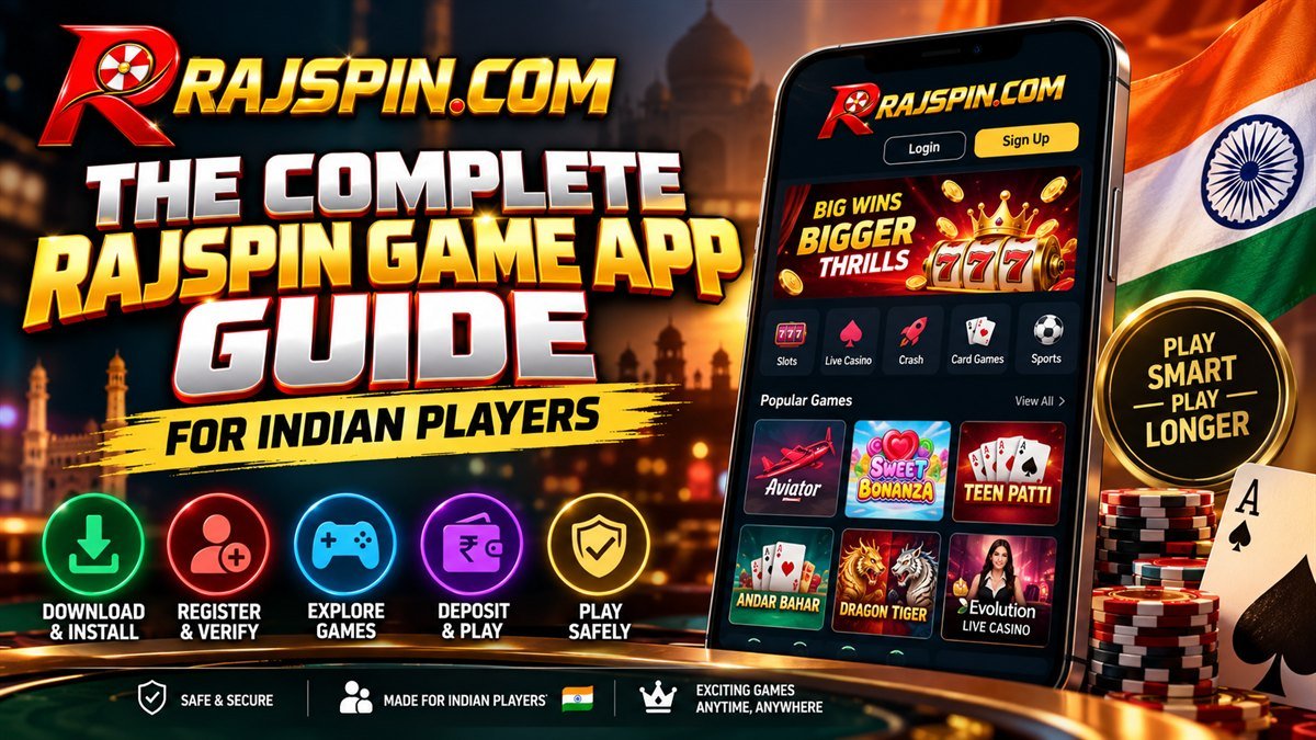 Rajspin game app lobby on an Android phone showing the wallet balance and featured games
